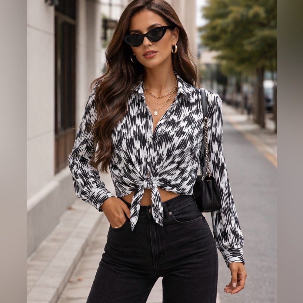 Simply Vera Vera Wang Monochrome Button Down Shirt
